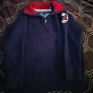 Hilfiger sweater navt blue and red